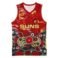 Personalized Gold Coast Suns Basketball Jersey Aboriginal Dot Painting Graffiti Style