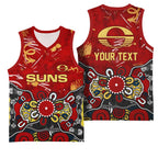 Personalized Gold Coast Suns Basketball Jersey Aboriginal Dot Painting Graffiti Style