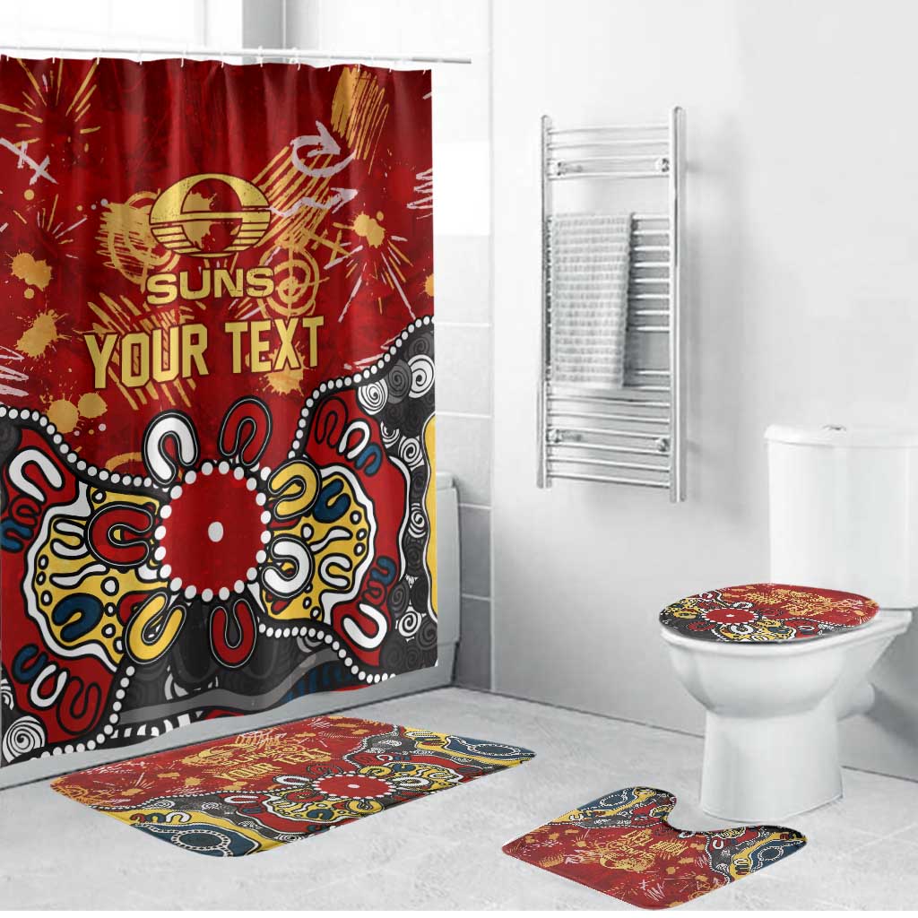 Personalized Gold Coast Suns Bathroom Set Aboriginal Dot Painting Graffiti Style