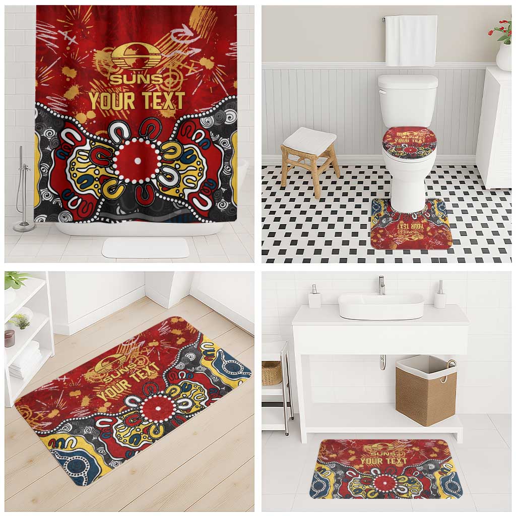 Personalized Gold Coast Suns Bathroom Set Aboriginal Dot Painting Graffiti Style