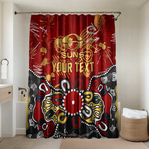 Personalized Gold Coast Suns Bathroom Set Aboriginal Dot Painting Graffiti Style