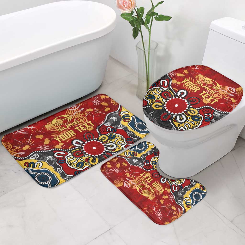 Personalized Gold Coast Suns Bathroom Set Aboriginal Dot Painting Graffiti Style