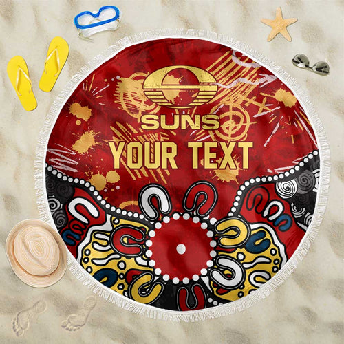 Personalized Gold Coast Suns Beach Blanket Aboriginal Dot Painting Graffiti Style