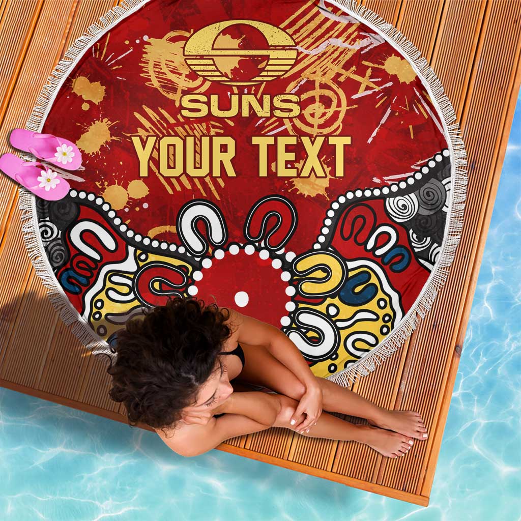 Personalized Gold Coast Suns Beach Blanket Aboriginal Dot Painting Graffiti Style