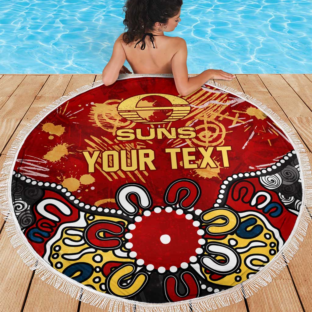 Personalized Gold Coast Suns Beach Blanket Aboriginal Dot Painting Graffiti Style