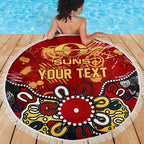 Personalized Gold Coast Suns Beach Blanket Aboriginal Dot Painting Graffiti Style