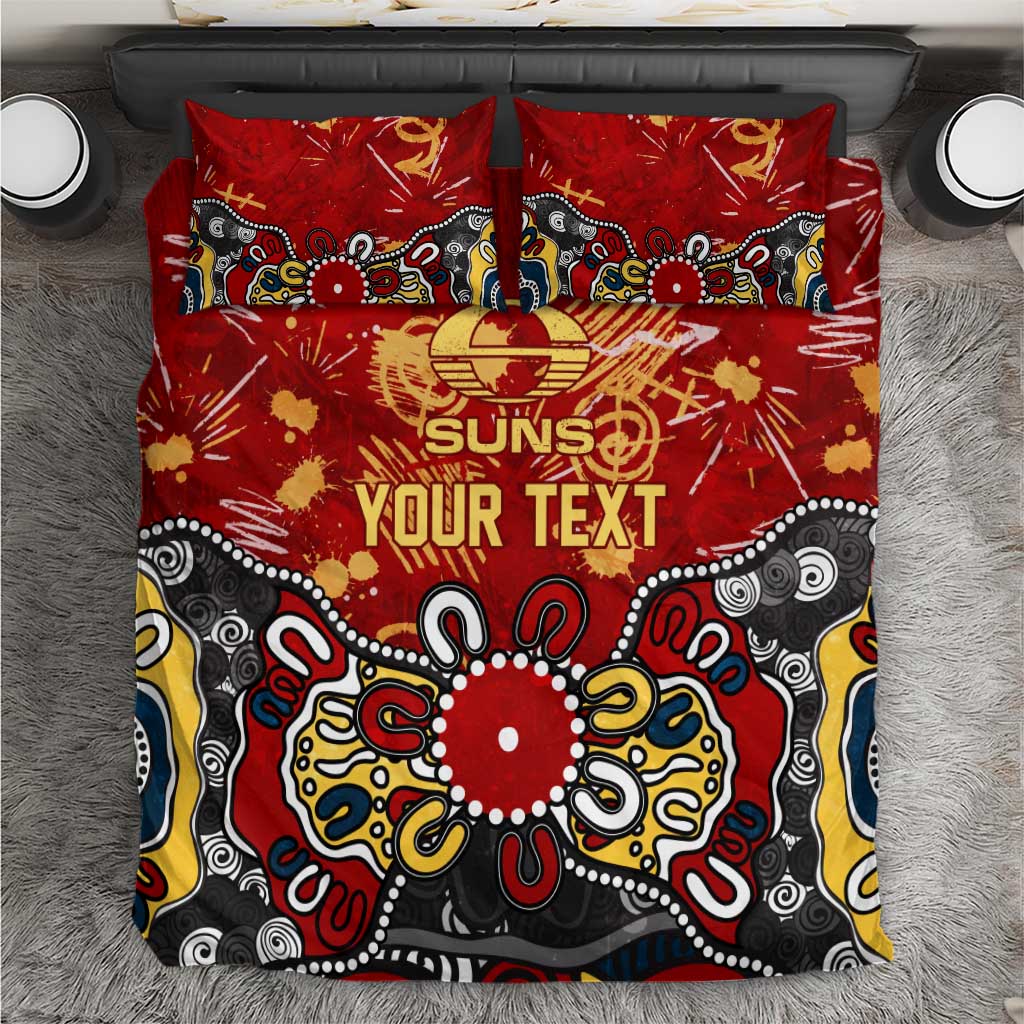 Personalized Gold Coast Suns Bedding Set Aboriginal Dot Painting Graffiti Style