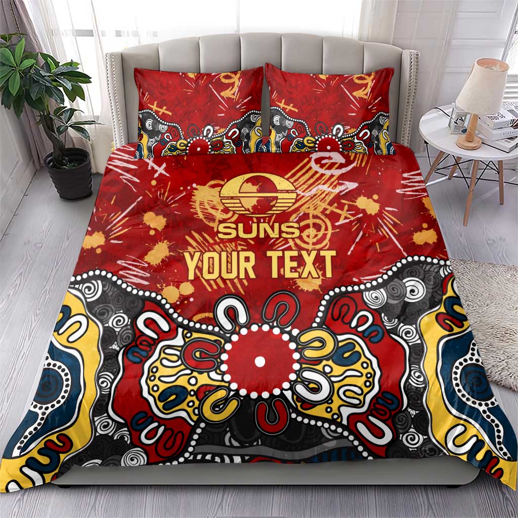 Personalized Gold Coast Suns Bedding Set Aboriginal Dot Painting Graffiti Style