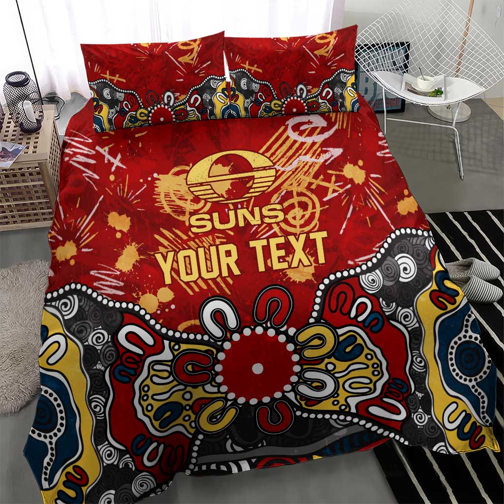 Personalized Gold Coast Suns Bedding Set Aboriginal Dot Painting Graffiti Style