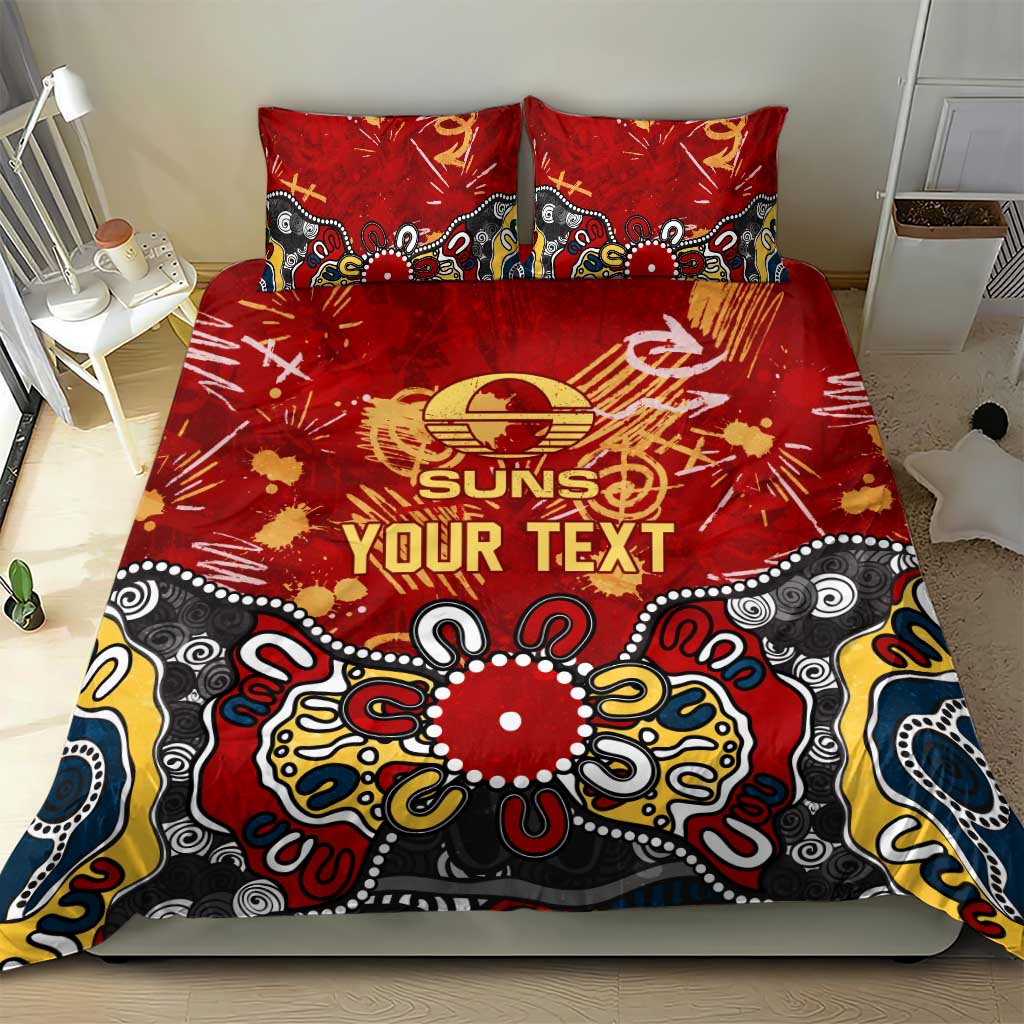 Personalized Gold Coast Suns Bedding Set Aboriginal Dot Painting Graffiti Style