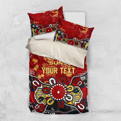 Personalized Gold Coast Suns Bedding Set Aboriginal Dot Painting Graffiti Style