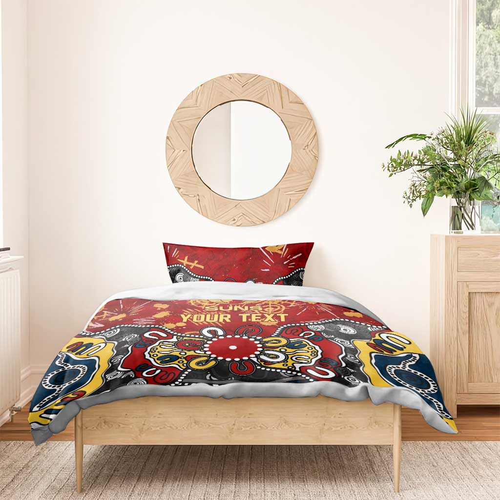 Personalized Gold Coast Suns Bedding Set Aboriginal Dot Painting Graffiti Style