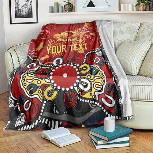 Personalized Gold Coast Suns Blanket Aboriginal Dot Painting Graffiti Style
