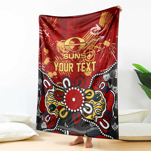Personalized Gold Coast Suns Blanket Aboriginal Dot Painting Graffiti Style