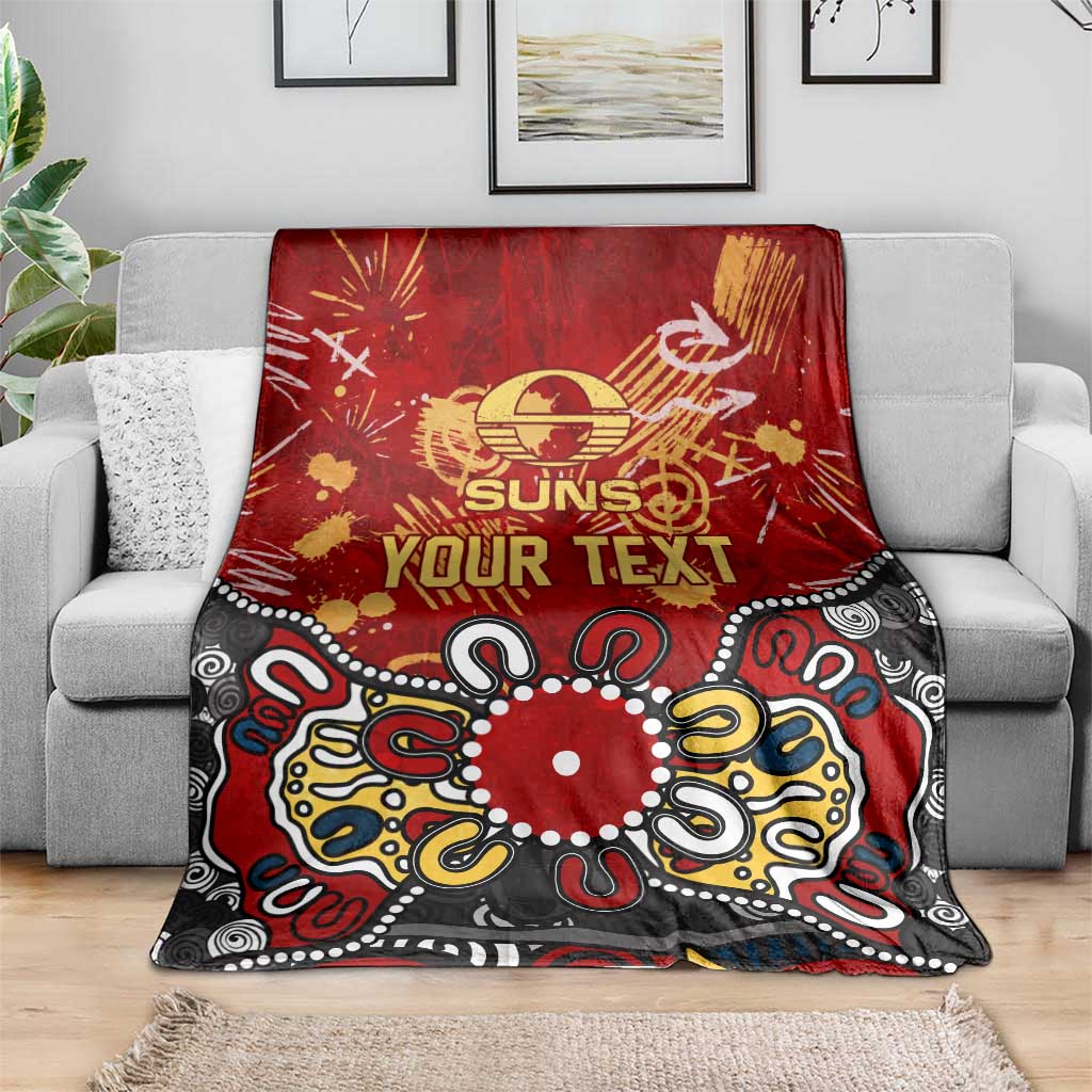 Personalized Gold Coast Suns Blanket Aboriginal Dot Painting Graffiti Style