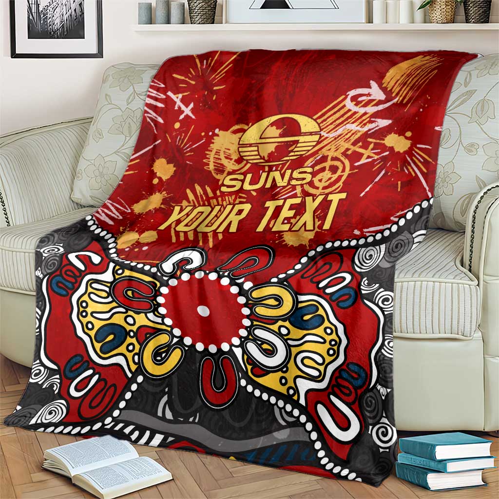 Personalized Gold Coast Suns Blanket Aboriginal Dot Painting Graffiti Style