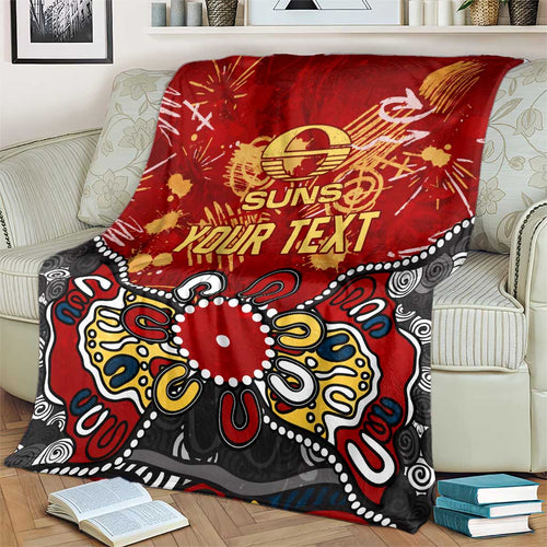 Personalized Gold Coast Suns Blanket Aboriginal Dot Painting Graffiti Style