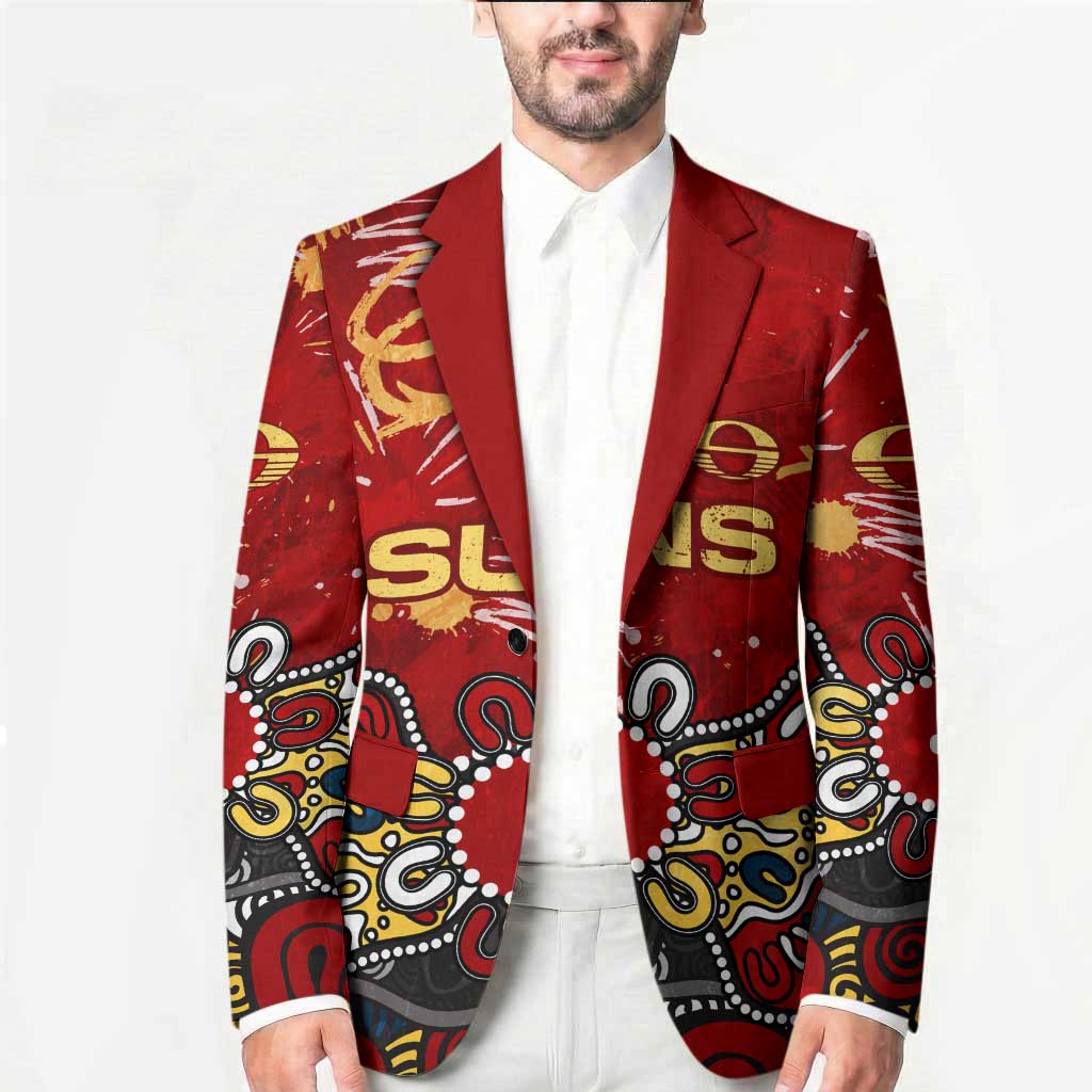 Personalized Gold Coast Suns Blazer Aboriginal Dot Painting Graffiti Style