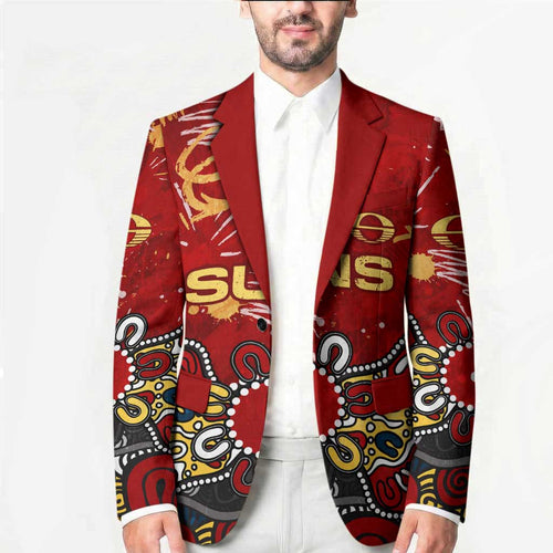Personalized Gold Coast Suns Blazer Aboriginal Dot Painting Graffiti Style
