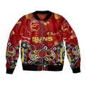 Personalized Gold Coast Suns Bomber Jacket Aboriginal Dot Painting Graffiti Style