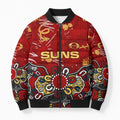 Personalized Gold Coast Suns Bomber Puffer Jacket Aboriginal Dot Painting Graffiti Style