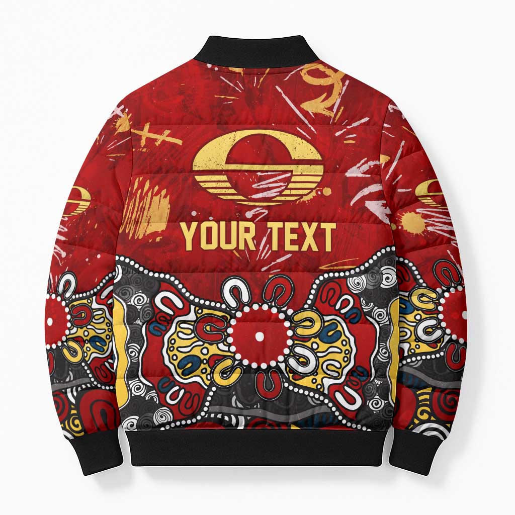 Personalized Gold Coast Suns Bomber Puffer Jacket Aboriginal Dot Painting Graffiti Style