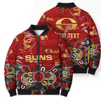 Personalized Gold Coast Suns Bomber Puffer Jacket Aboriginal Dot Painting Graffiti Style
