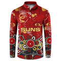 Personalized Gold Coast Suns Button Sweatshirt Aboriginal Dot Painting Graffiti Style