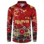 Personalized Gold Coast Suns Button Sweatshirt Aboriginal Dot Painting Graffiti Style
