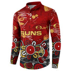 Personalized Gold Coast Suns Button Sweatshirt Aboriginal Dot Painting Graffiti Style