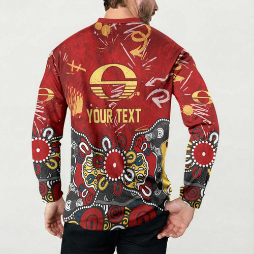 Personalized Gold Coast Suns Button Sweatshirt Aboriginal Dot Painting Graffiti Style