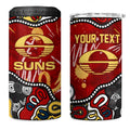 Personalized Gold Coast Suns 4 in 1 Can Cooler Tumbler Aboriginal Dot Painting Graffiti Style