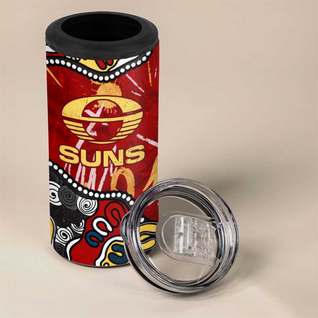 Personalized Gold Coast Suns 4 in 1 Can Cooler Tumbler Aboriginal Dot Painting Graffiti Style