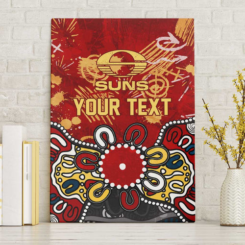 Personalized Gold Coast Suns Canvas Wall Art Aboriginal Dot Painting Graffiti Style