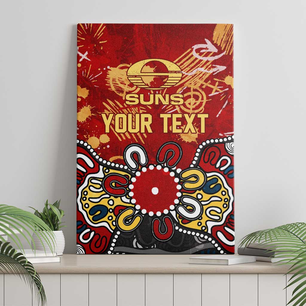 Personalized Gold Coast Suns Canvas Wall Art Aboriginal Dot Painting Graffiti Style