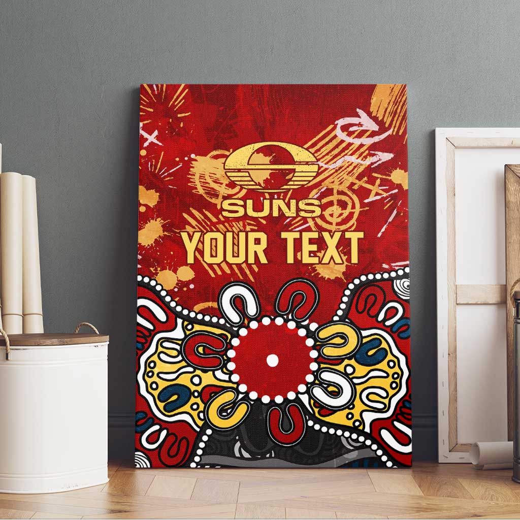 Personalized Gold Coast Suns Canvas Wall Art Aboriginal Dot Painting Graffiti Style