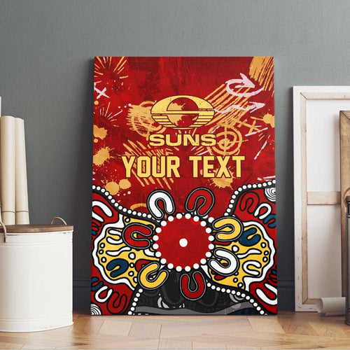 Personalized Gold Coast Suns Canvas Wall Art Aboriginal Dot Painting Graffiti Style