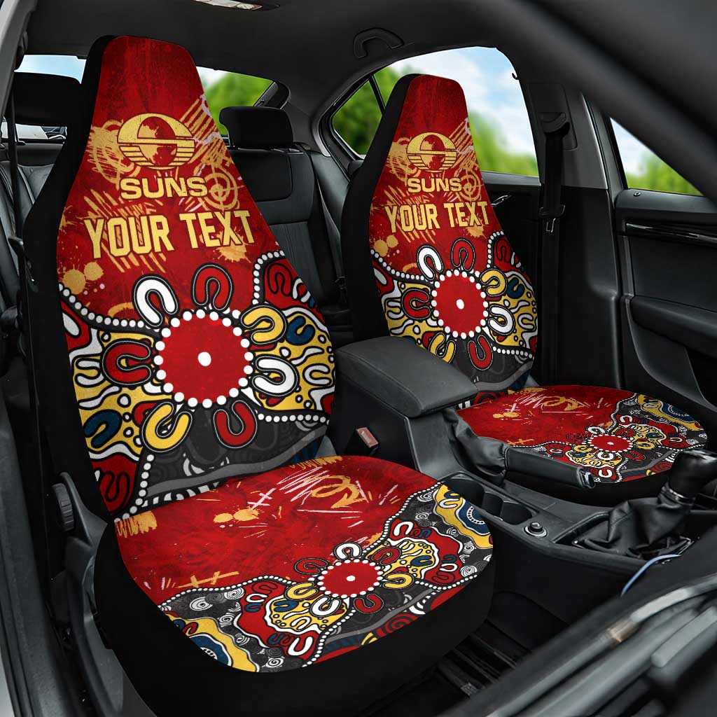 Personalized Gold Coast Suns Car Seat Cover Aboriginal Dot Painting Graffiti Style