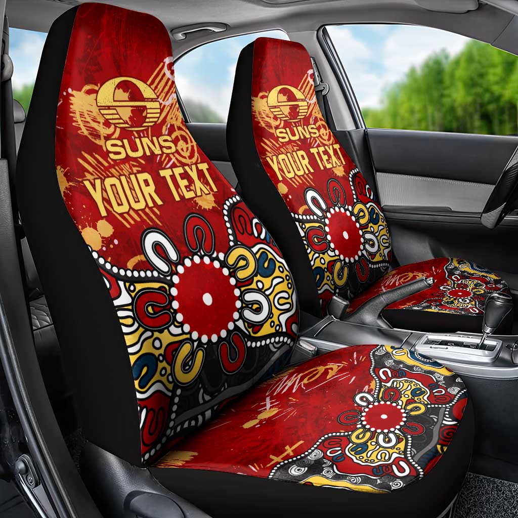 Personalized Gold Coast Suns Car Seat Cover Aboriginal Dot Painting Graffiti Style