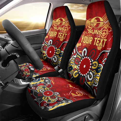Personalized Gold Coast Suns Car Seat Cover Aboriginal Dot Painting Graffiti Style