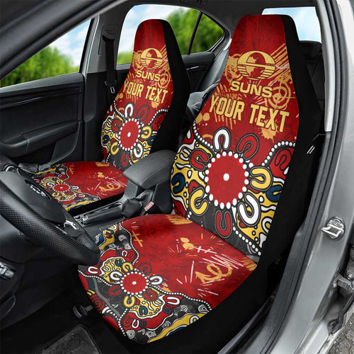 Personalized Gold Coast Suns Car Seat Cover Aboriginal Dot Painting Graffiti Style
