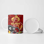 Personalized Gold Coast Suns Ceramic Mug Aboriginal Dot Painting Graffiti Style
