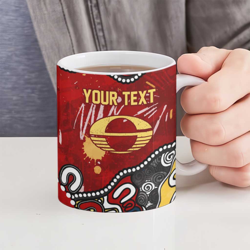 Personalized Gold Coast Suns Ceramic Mug Aboriginal Dot Painting Graffiti Style