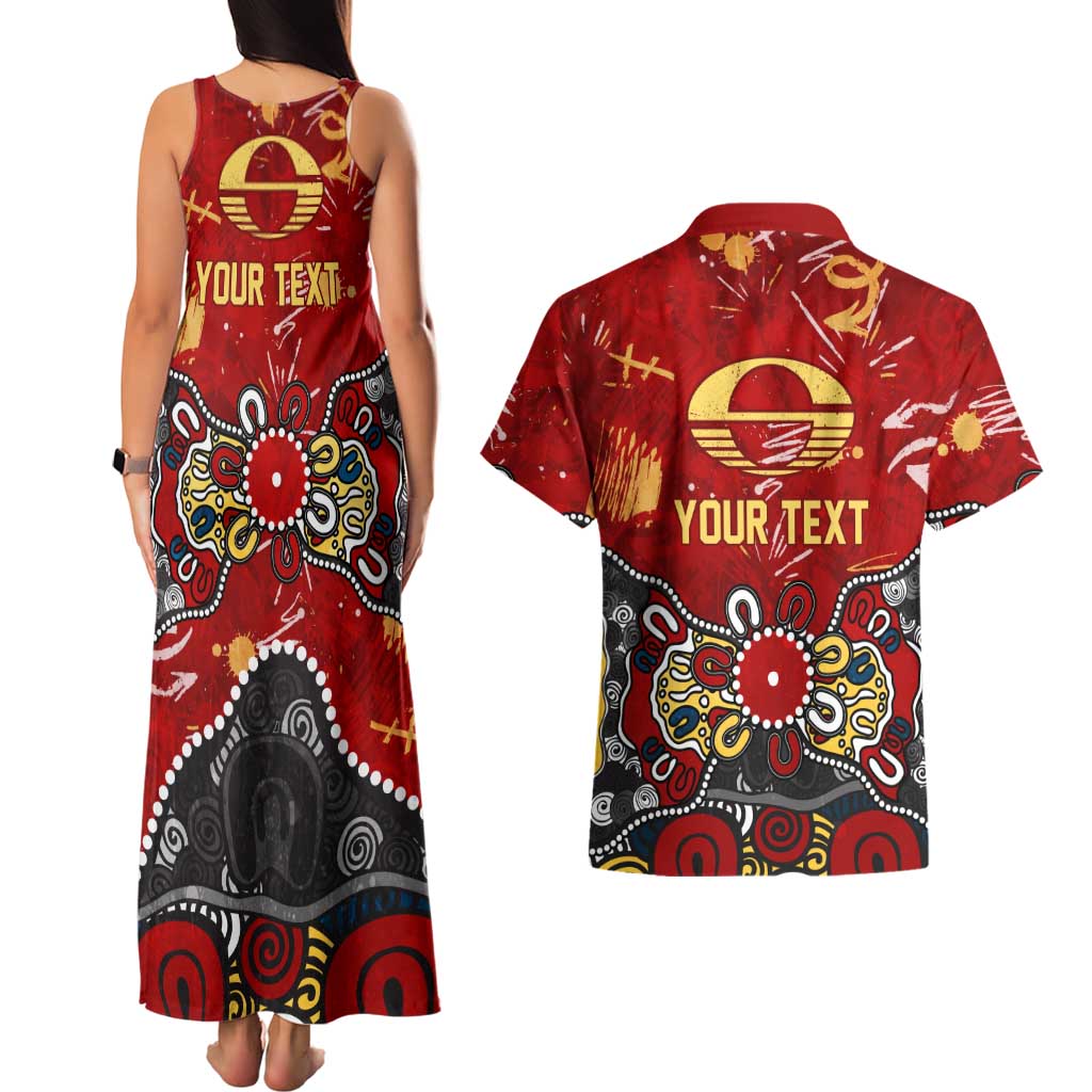 Personalized Gold Coast Suns Couples Matching Tank Maxi Dress and Hawaiian Shirt Aboriginal Dot Painting Graffiti Style