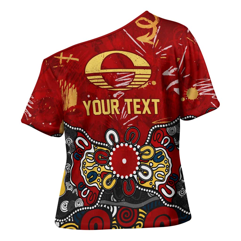 Personalized Gold Coast Suns Cross Shoulder Shirt Aboriginal Dot Painting Graffiti Style