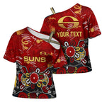 Personalized Gold Coast Suns Cross Shoulder Shirt Aboriginal Dot Painting Graffiti Style