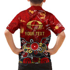 Personalized Gold Coast Suns Family Matching Long Sleeve Bodycon Dress and Hawaiian Shirt Aboriginal Dot Painting Graffiti Style