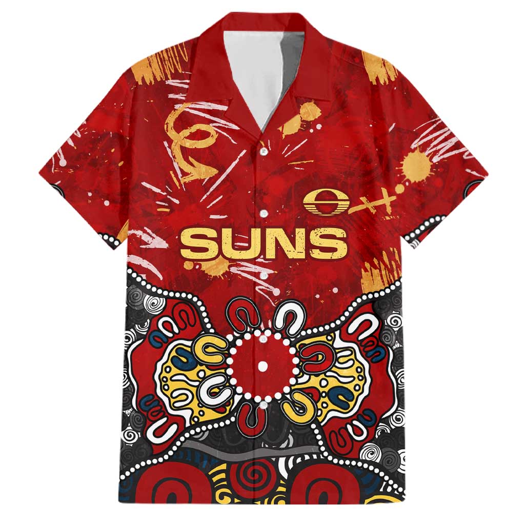 Personalized Gold Coast Suns Family Matching Mermaid Dress and Hawaiian Shirt Aboriginal Dot Painting Graffiti Style