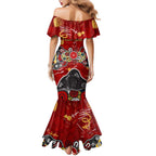 Personalized Gold Coast Suns Family Matching Mermaid Dress and Hawaiian Shirt Aboriginal Dot Painting Graffiti Style