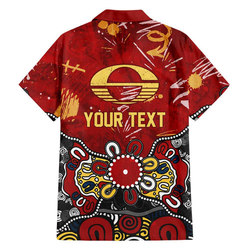 Personalized Gold Coast Suns Family Matching Off Shoulder Maxi Dress and Hawaiian Shirt Aboriginal Dot Painting Graffiti Style